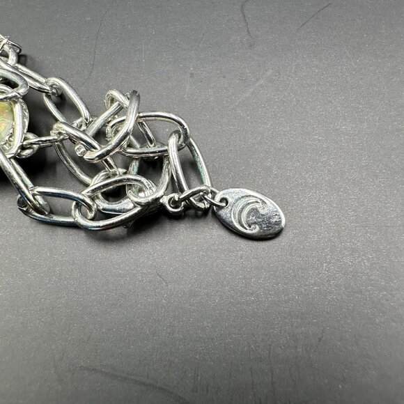 Charming Charlie Necklace Silver Tone Green Yellow Faceted Gem Link Chain 30" - Picture 4 of 9